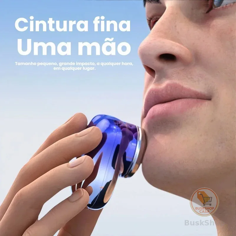 Barbeador Elétrico Portátil à Prova d’Água – Compacto, Recarga Rápida USB-C e Seguro
