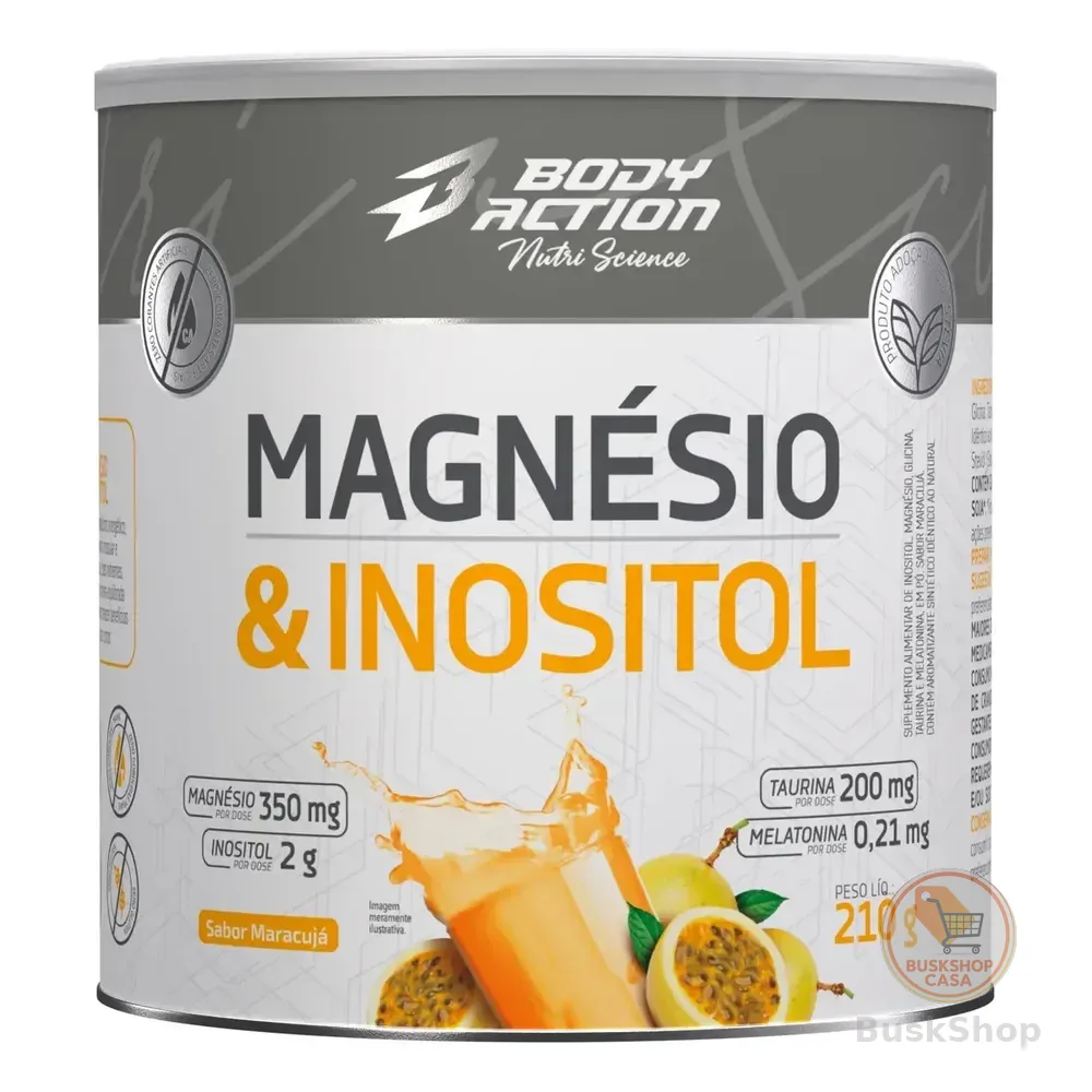 Magnésio E Inositol 210g Bodyaction Sabor Maracujá