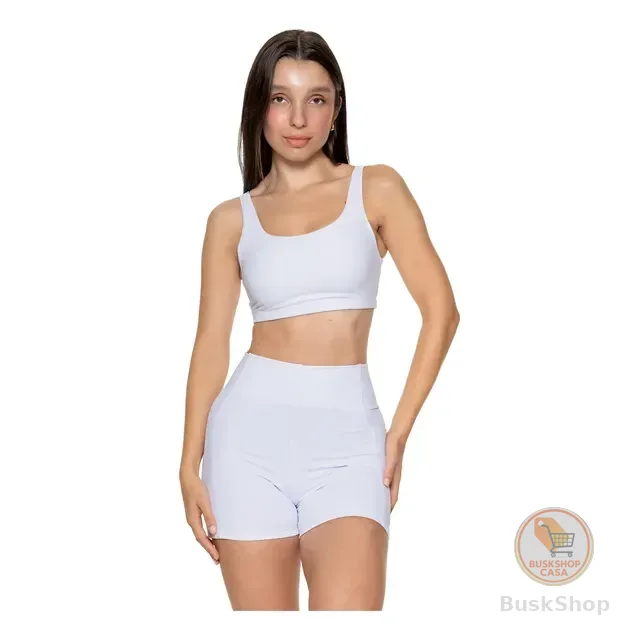 Conjunto Academia Short Bolso Top Duplo Regata Poliamida Fit