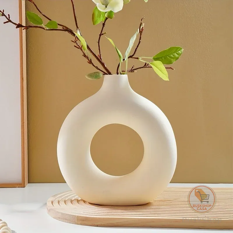Vaso Donut GRANDE em Cerâmica Nórdico Moderno Decoração Enfeite de Sala Cozinha Casa