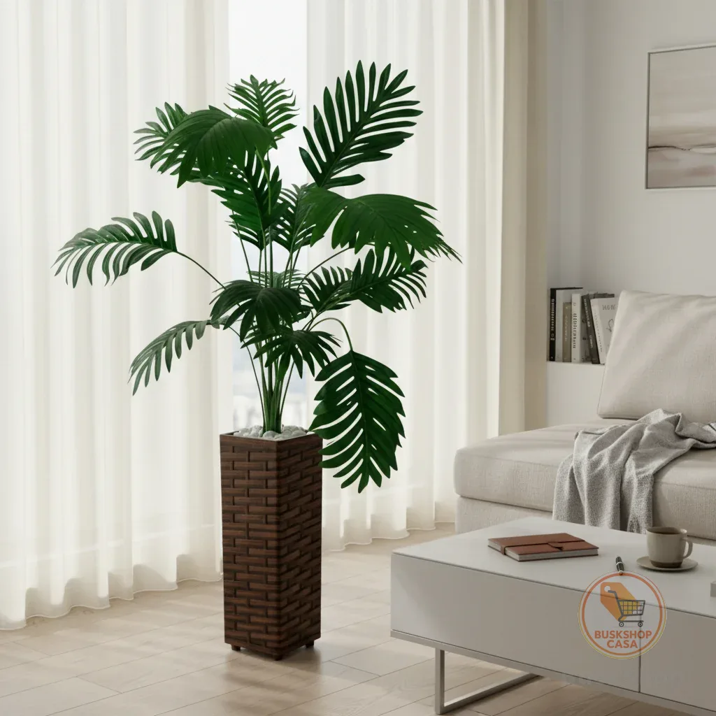 Planta Artificial Palmeira Toque Real com Vaso Grande Decorativo Decoração Enfeite Casa Sala
