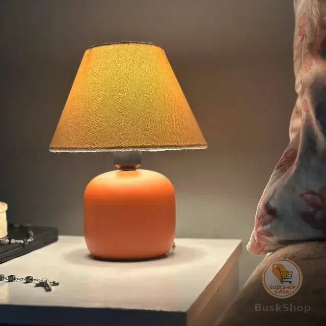 Abajur Cerâmica Luminária De Mesa Cúpula Tecido 110v/220v
