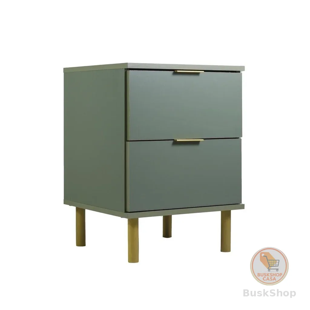 Mesa de Cabeceira Ditália 2 Gavetas DM-125 Verde Oliva
