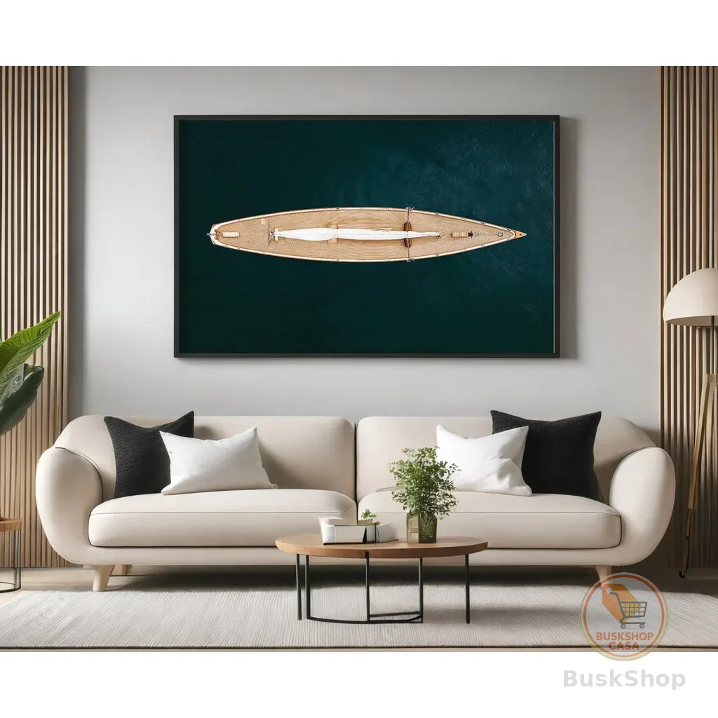 Quadros Decorativos com Moldura e Acrilico Cristal Vidro  Veleiro Minimalista Sala Quarto Horizontal