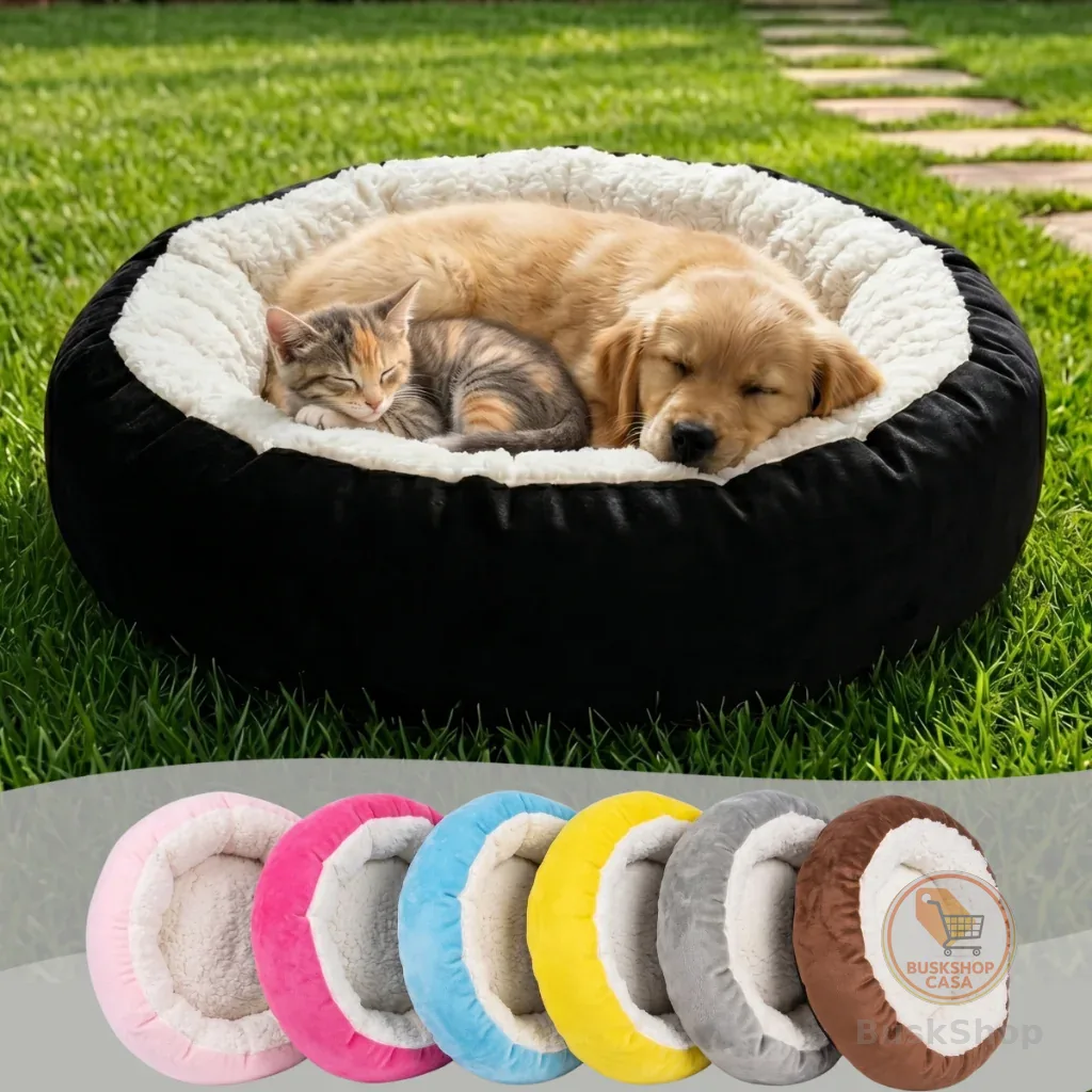Cama Pet Sherpa Redonda Antiestresse Caminha Super Macia Inverno Luxo P e M
