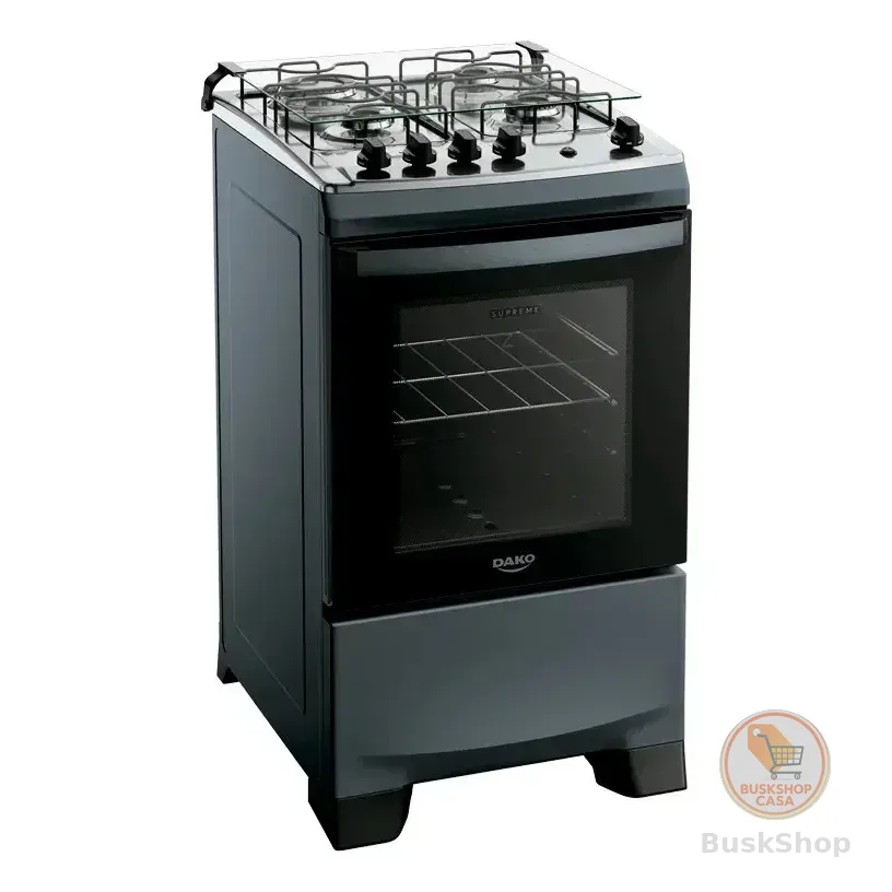 Fogão 4 Bocas Dako Supreme Mesa De Inox A Gás Titanium Bivolt Titânio 127/220v