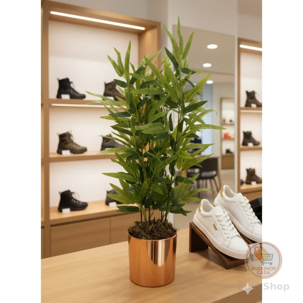 Vaso Redondo com Bambu da Sorte Artificial - Vaso Decorativo com Planta Artificial Bambu Mossô Decoração de Mesa Aparado