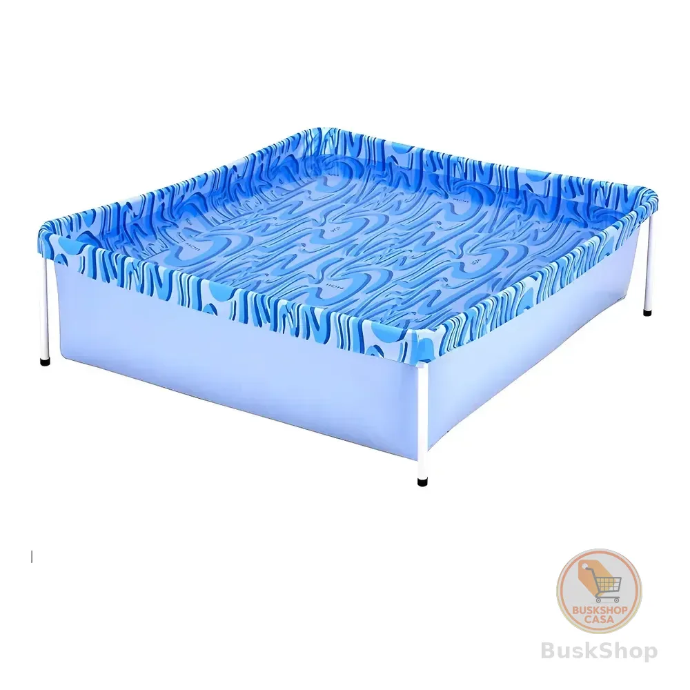 Piscina Infantil Quadrada Estrutural Pvc 400 Litros - Mor Azul Ondas