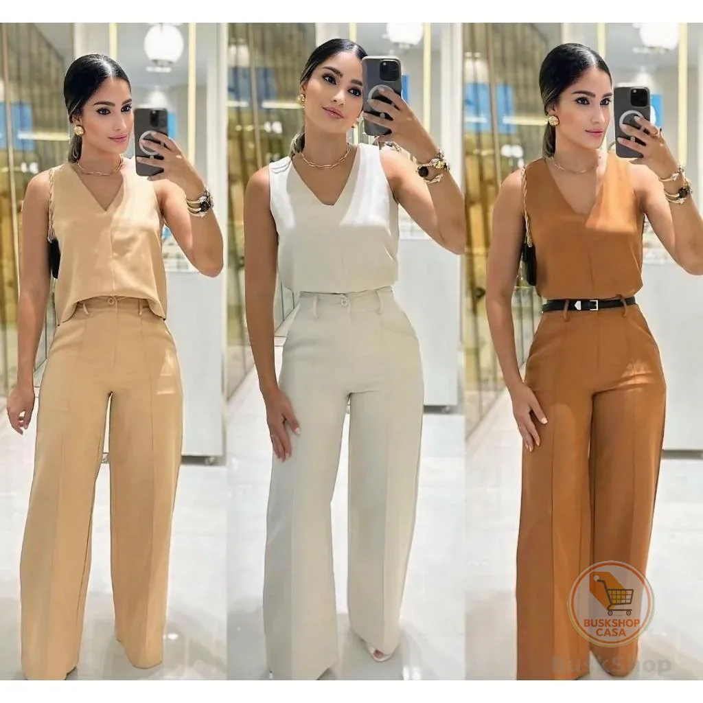 Calça Alfaiataria Feminina Wed Leg Pantalona Zara Com Cinto Fino Social Cintura Alta Elegancia