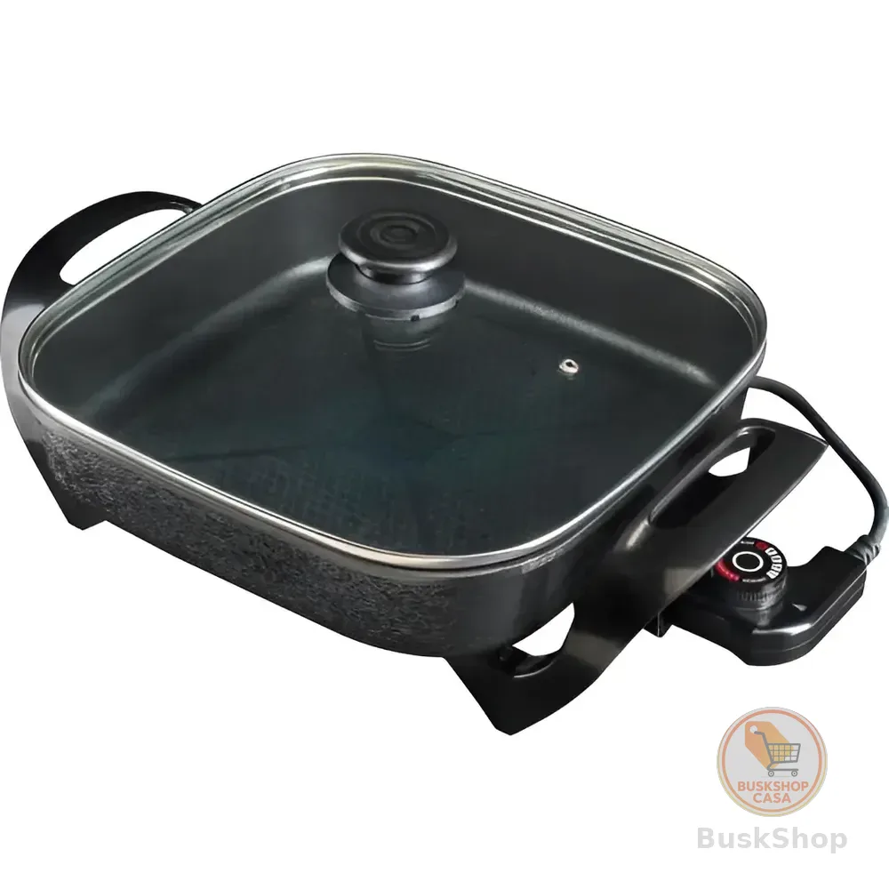Panela Multifuncional Elétrica Quadrada 30cm Grill Antiaderente Portátil Mangiare Agratto Apeq01i Preto 127v 60hz