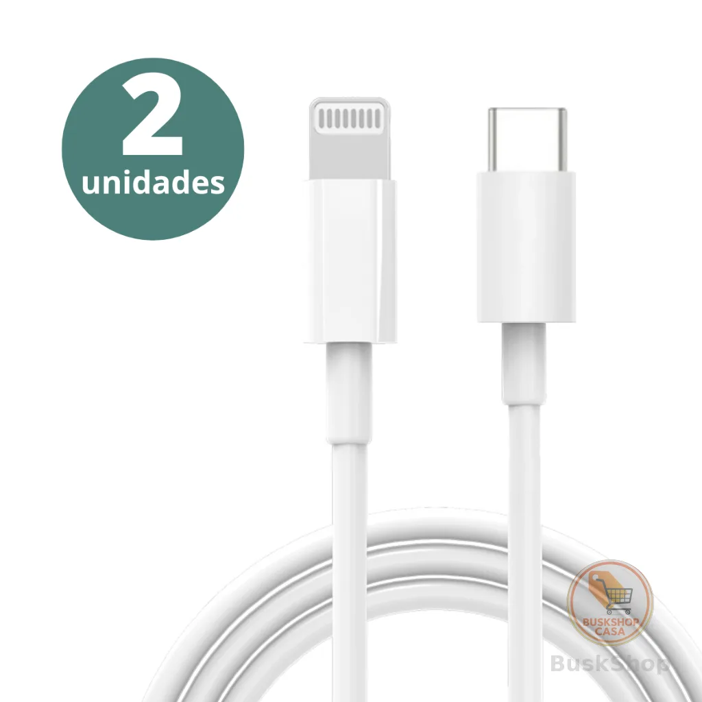Kit 2 Unidades Carregador Compatível Com Iphone Cabo Usb C Turbo