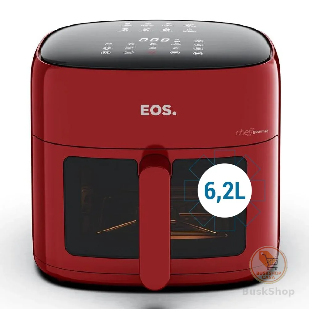 Fritadeira Sem Óleo Air Fryer Eos Chef Gourmet 6.2 Litros Compacta Digital Vermelho Eaf60v 110v
