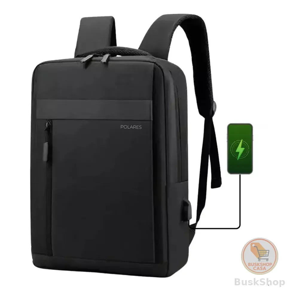 Mochila Notebook Até 15.6 Executiva Saída Usb Modelo Premium Polares Cor Preto Executivo