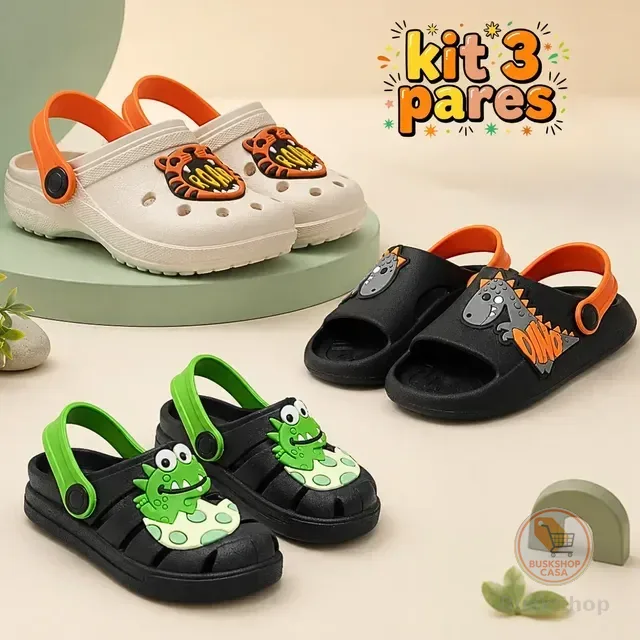 Kit 3 Pares Papete Infantil Menino Nuvem Sandália Conforto