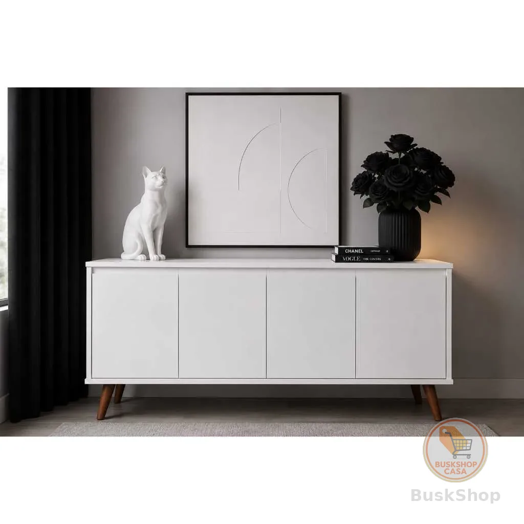 Lançamento Aparador Buffet 1,20cm Com 4 Portas Organizador Cozinha Sala Alice