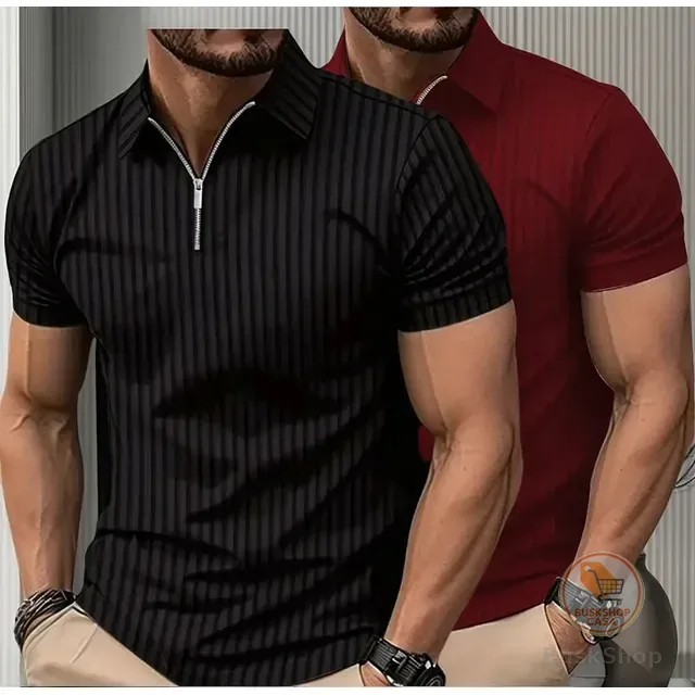 Kit 2 Camiseta Polo Manga Curta Com Ziper Masculina Canelada