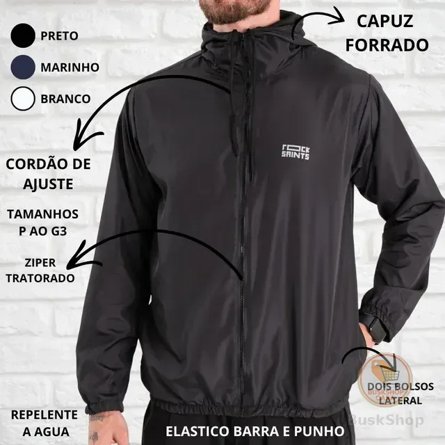 Jaqueta Casaco Corta Vento Rock Saints Liso