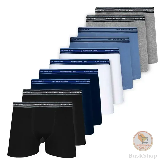 Kit 10 Cuecas Boxer Lupo Algodão Confortável Box Original