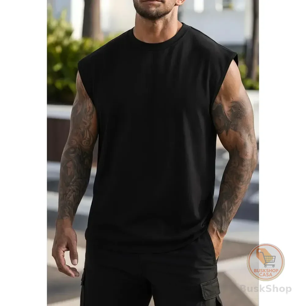 Regata Oversized Masculino Tamanho Grande Básica Lisa Preto P