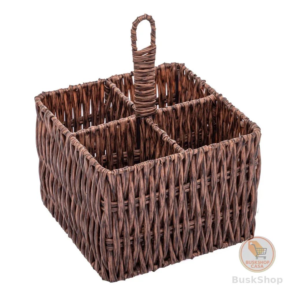 Porta Talheres Revestido Em Plástico Trançado Marrom-escuro Lyor Metal Plástico 20cm X 15cm