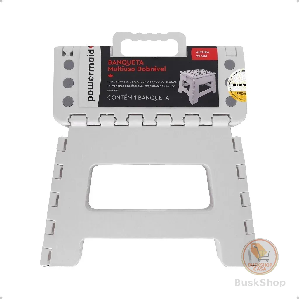 Banqueta Multiuso Dobrável Branca Resistente Powermaid