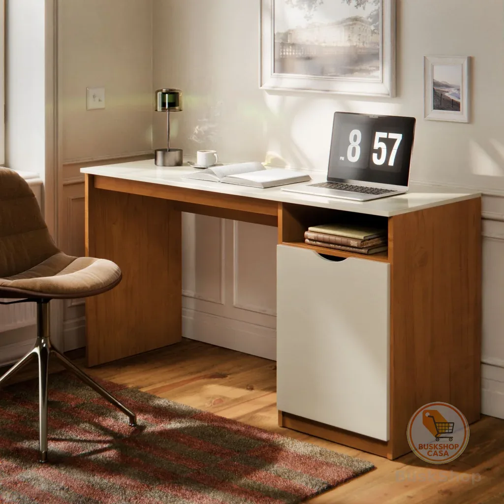 Escrivaninha MAXI para Escritório Home Office com Porta e Nicho em MDF Moderna Compacta para Estudos