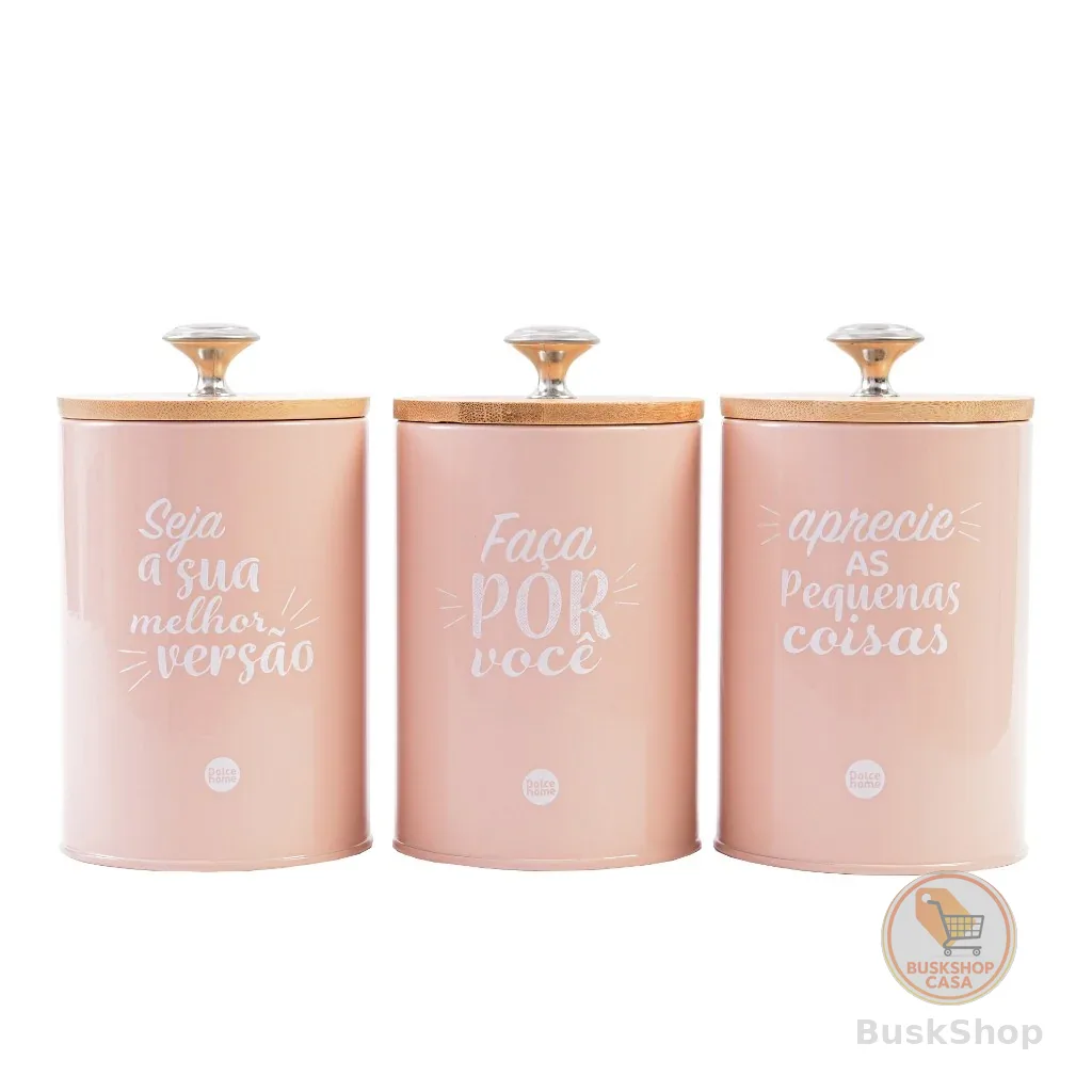 Kit 3 Potes de Metal com Tampa – Organizador Hermético para Café, Açúcar, Chá