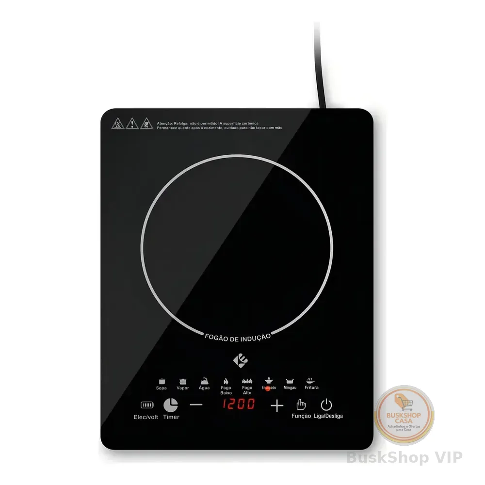 Cooktop De Indução 1 Boca Preto Com Trava De Segurança Painel Touch Screen 127v