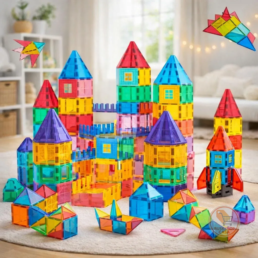 Blocos Magnéticos de Construção Peças Brinquedo Educativo Infantil 3D Encaixe Imantado Criativo Kit Montar Crianças STEM Desenvolvimento Cognitivo Coordenação Presente Meninos Meninas