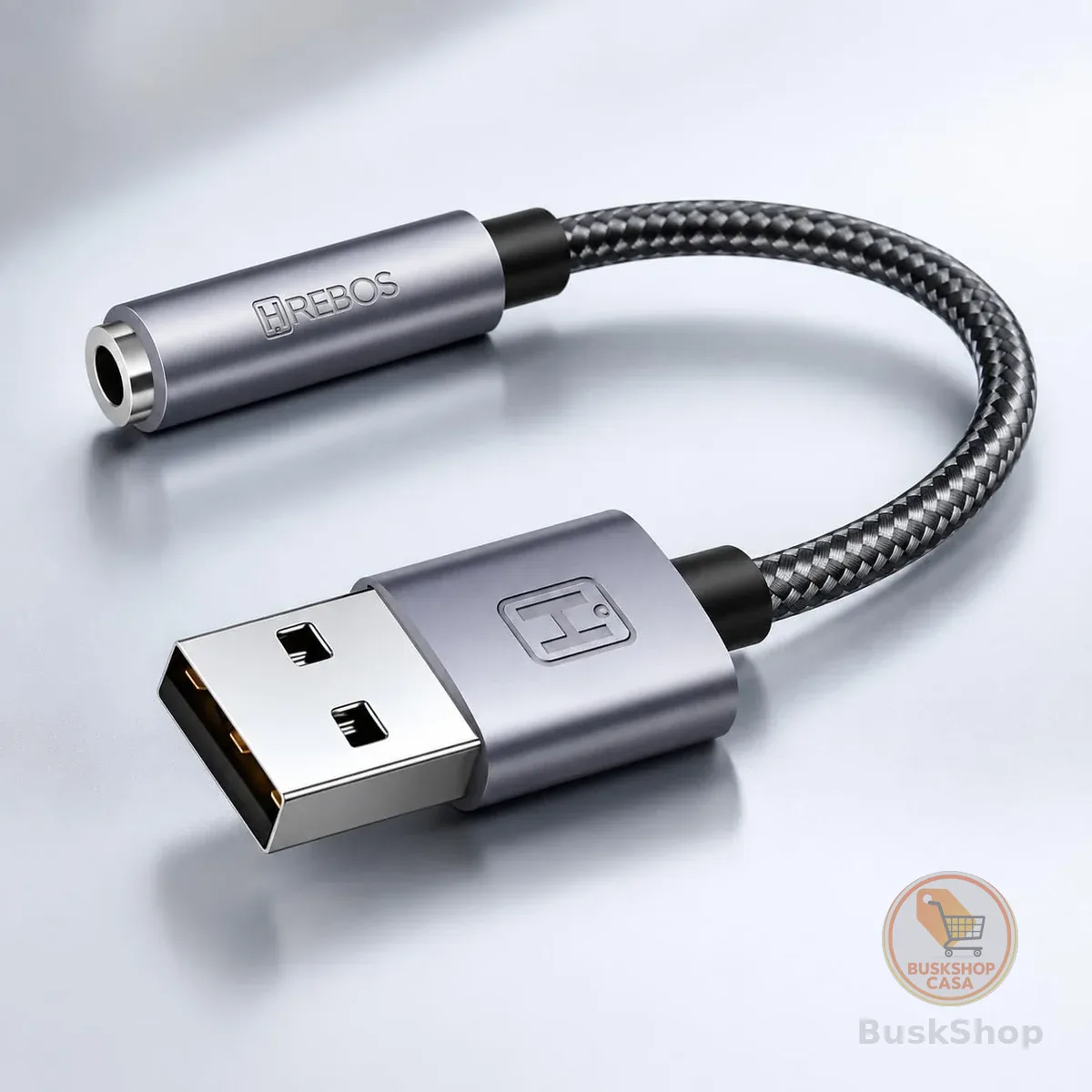Adaptador de Áudio USB para P2 3.5mm Premium, Conversor USB para Fone de Ouvido e Microfone, Áudio Hi-Fi Estéreo, Cabo Trançado Reforçado, Compatível com PC e Notebook