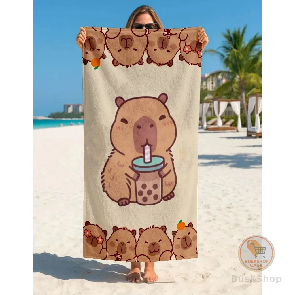 Toalha de Banho Praia Grande Temática Capivara 1,40x70cm