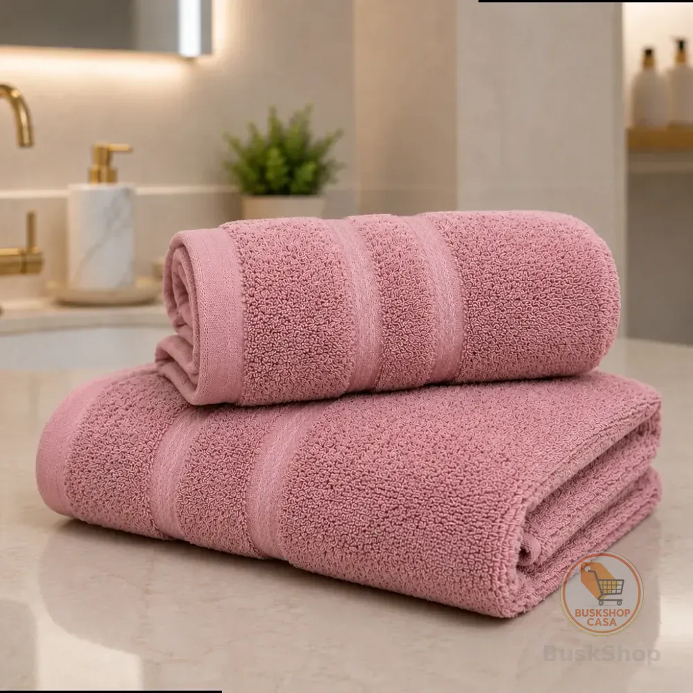 Jogo Toalhas Grossa Grande Algodão Banho Rosto Kit 02 Peças Rosa Lisa