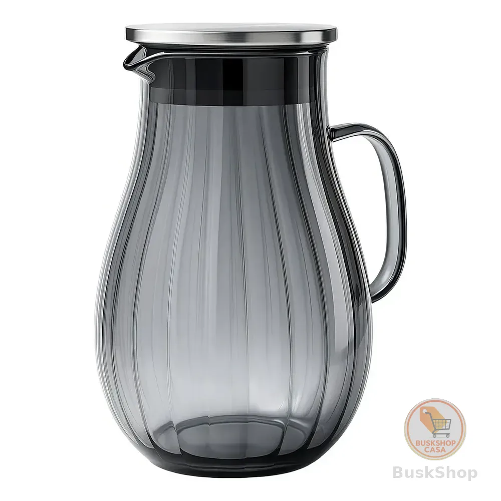 Jarra Vidro Borossilicato Fact Importados 1,8l Com Tampa Inox Fumê