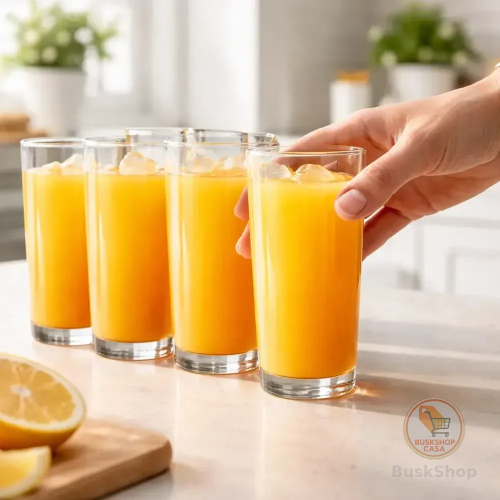 Jogo De Copos De Vidro Long Drink Para Água E Suco 225ml 6pc Transparente