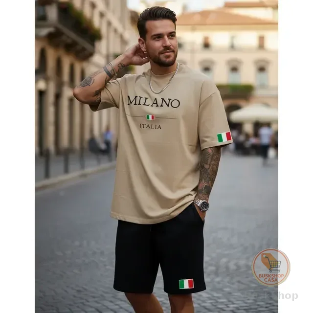 Conjunto Camisa + Short Masculino Estilosa Milano Italia Top