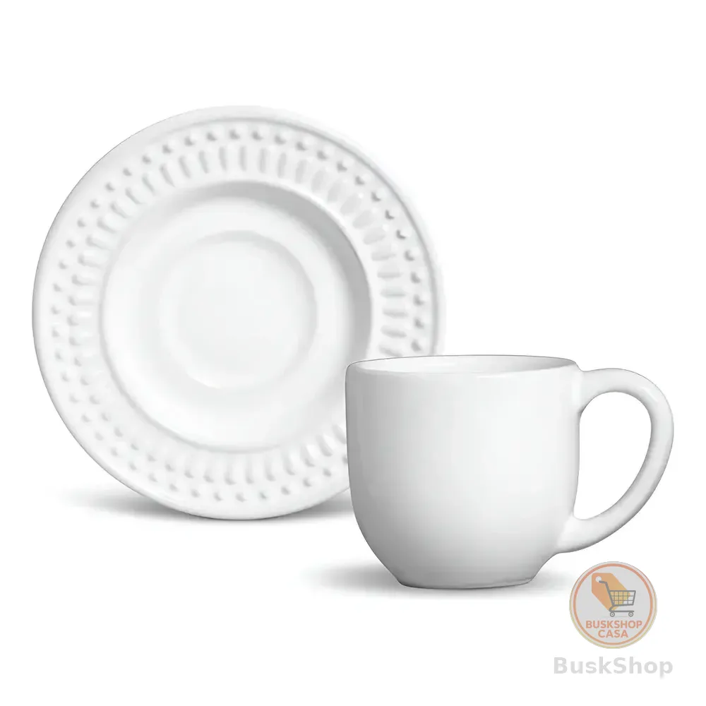 Jogo De Café Porto Brasil Cerâmica 12 Peças Branco 72ml Roma Branco