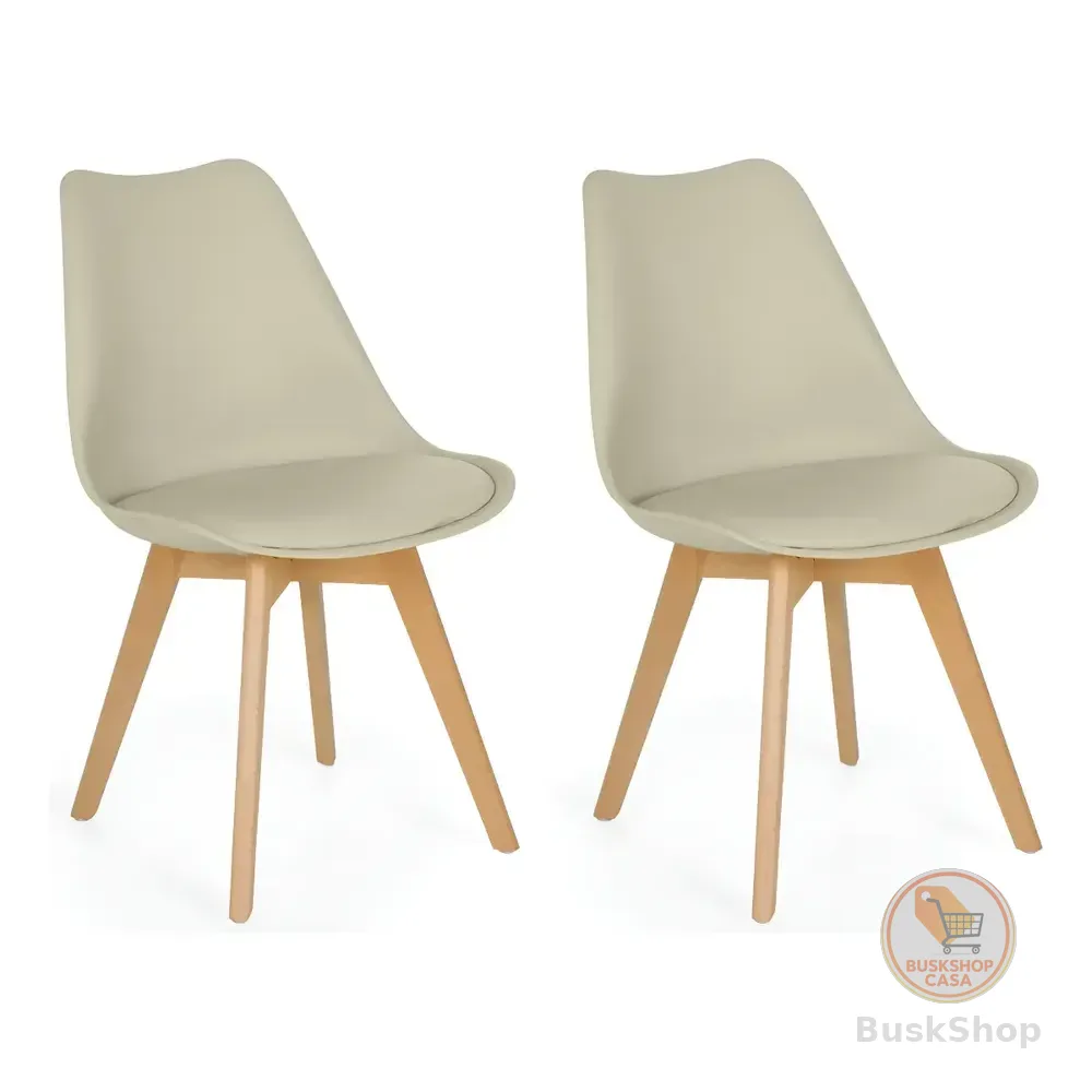 Conjunto 2 Cadeiras Eames Wood Leda Design Cor Nude Magazine Decor Natural