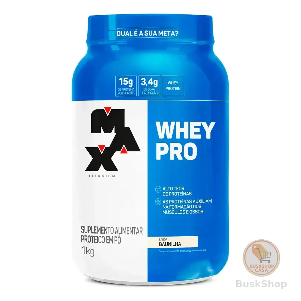 Whey Protein 1kg Whey Pro Max Titanium Sabor Baunilha Bcaa E Aminoácidos