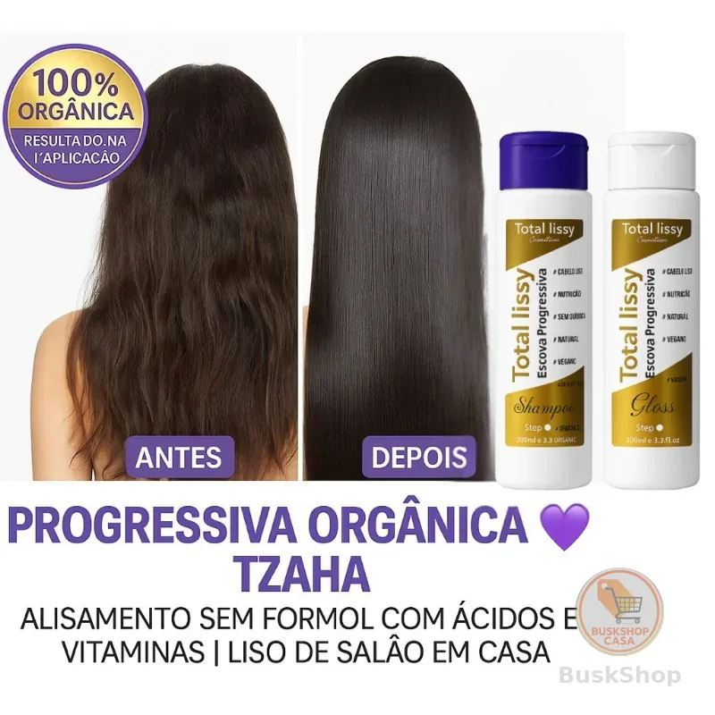 Progressiva orgânica Alisamento e hidratação profissional em casa  Tzaha professional