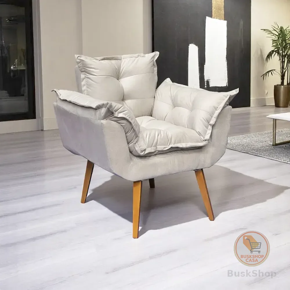 Poltrona De Amamentação Alice Confortável Tecido Suede Cores Cor Bege Suede Liso