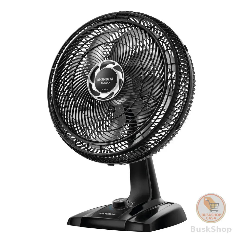 Ventilador De Mesa 40cm Turbo Mondial 140w Nvt-40-8p-b 40 Cm 60hz Preto 220v Prata Plástico 8