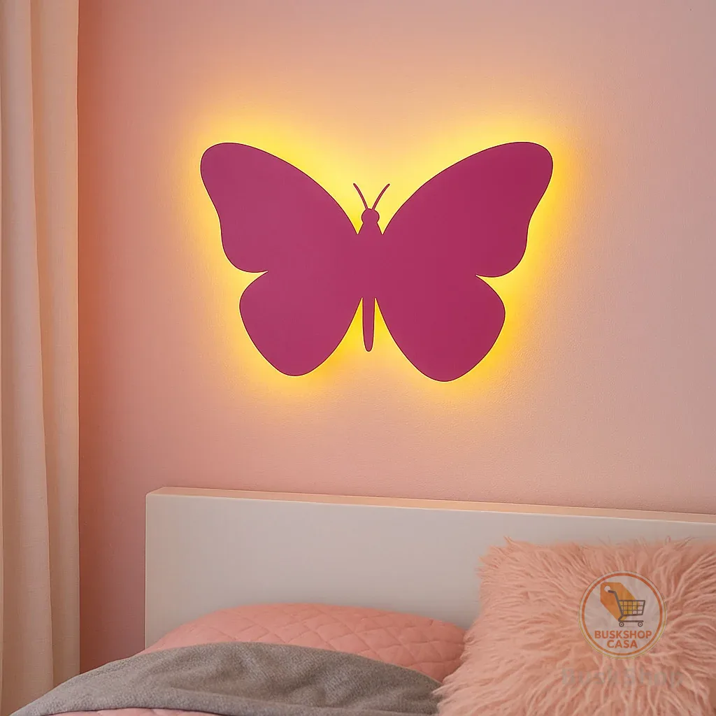 Luminária Led Borboleta Sem Fio Abajur Infantil Decorativo para Quarto de Menina