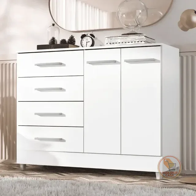 Comoda 4 Gavetas 2 Portas Gisele Com Pés