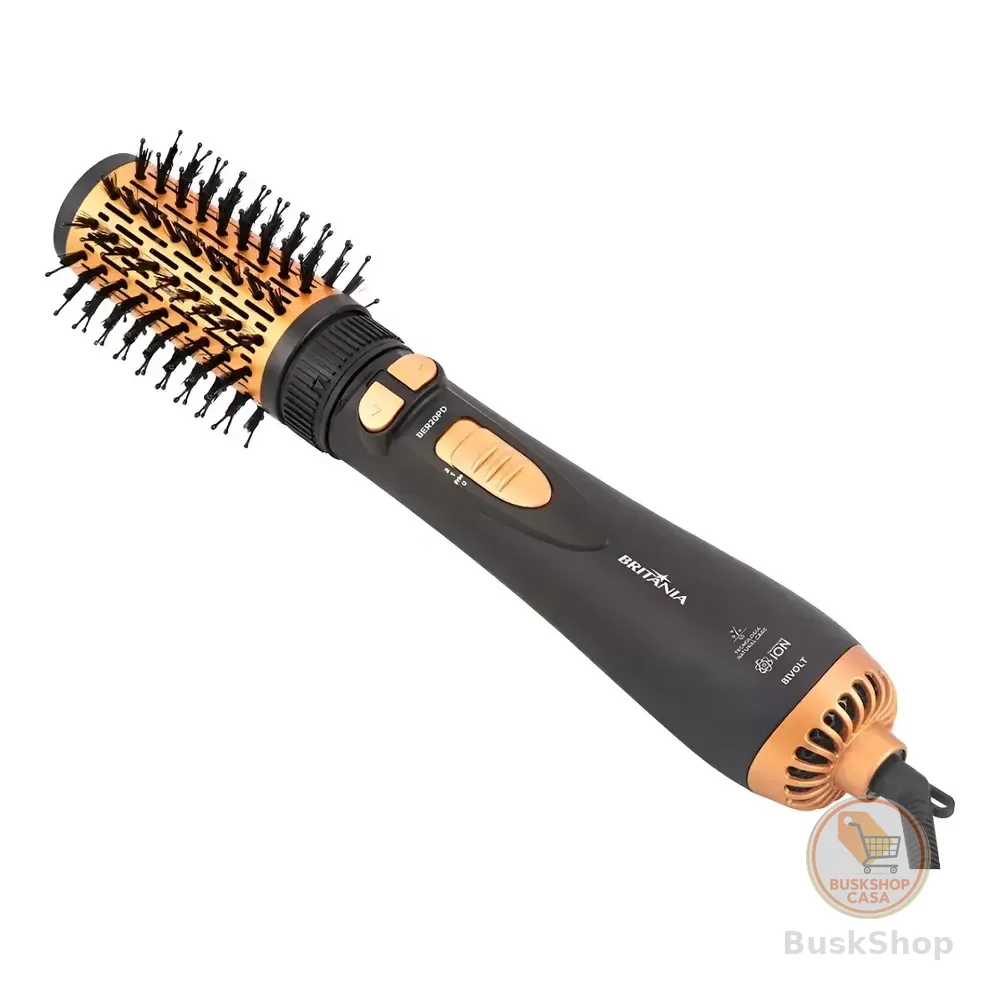 Escova Modeladora Rotativa Britânia Ber20pd 3 Temperaturas Cor Preto E Dourado Preto/dourado 127/220v
