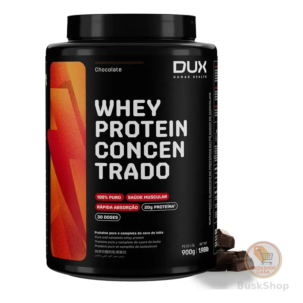 Whey Protein Concentrado Dux Sport Fitness Pó 900g Chocolate Outros