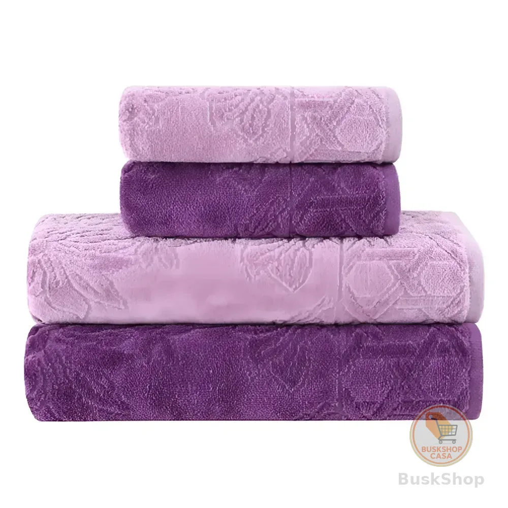 Jogo De Toalhas Banho Village Com 4 Peças Lilás E Roxo Buddemeyer