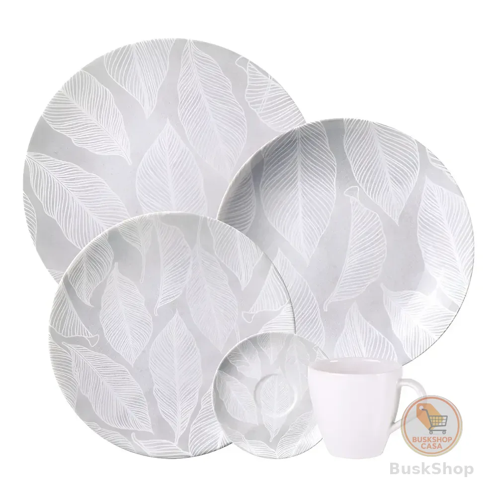 Aparelho De Jantar Tramontina Arbo Porcelana 20 Peças Cinza Florido