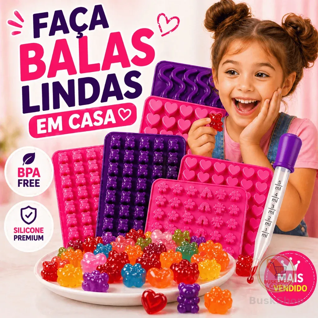 Molde Silicone Gummy Bear Mini Forma Para Goma Gelatina Decoração Bala Candy + Conta Gotas