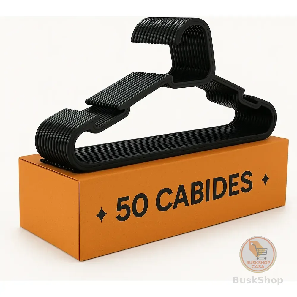 Kit 50 Cabide Adulto Preto Reforçado Organizador Combate