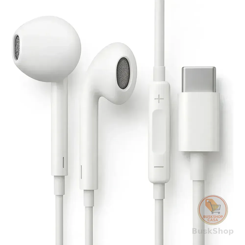 Fones De Ouvido Usb-c Tipo C Com Microfone Integrado Som Estéreo Alta Qualidade Controle De Chamadas Compatível Com... Branco